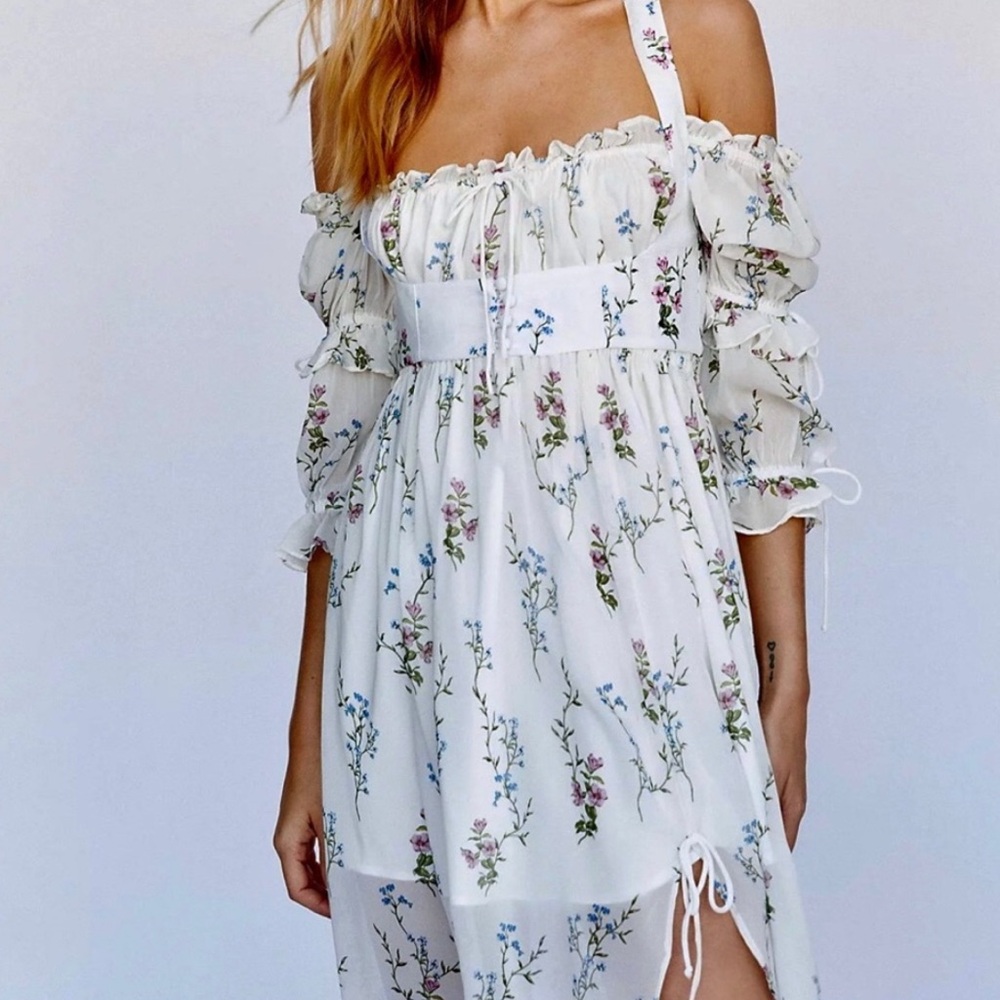 For Love and Lemons Nicola Chiffon Midi Dress with Halter